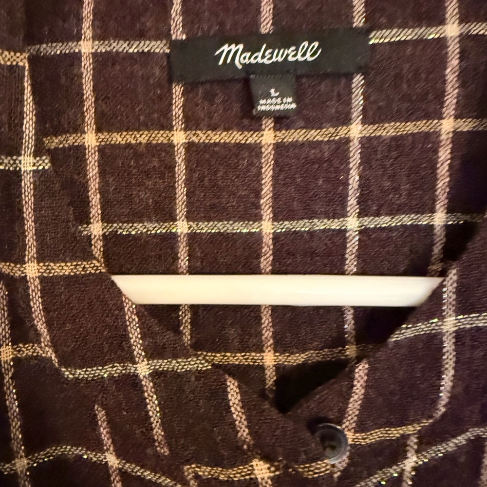 Madewell Checkered Button-Up in Brown and Tan